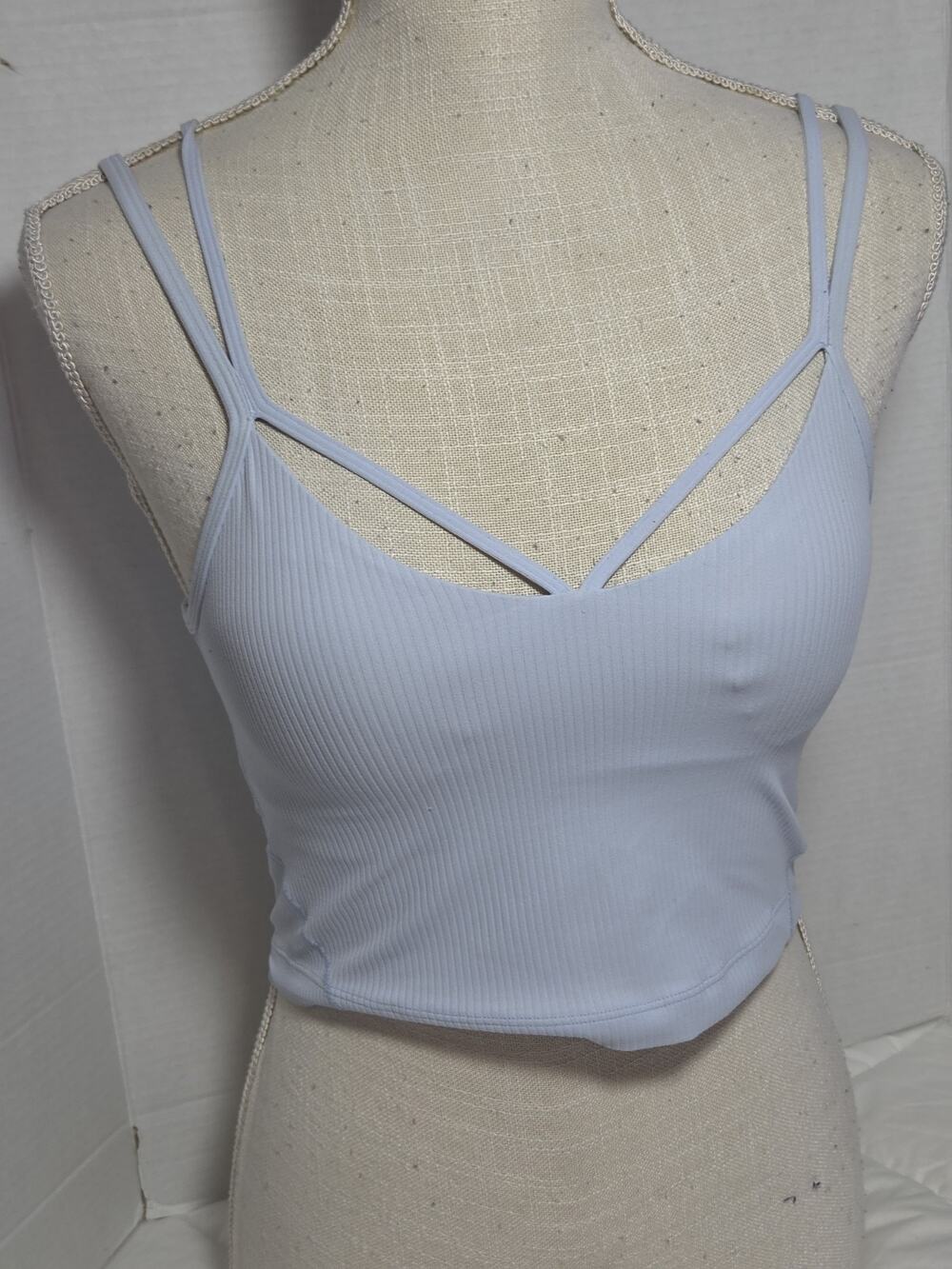 Lululemon Like A Cloud Long Line Bra B/C Ribbed Size 4 Sea Frost Blue SAFS 76731